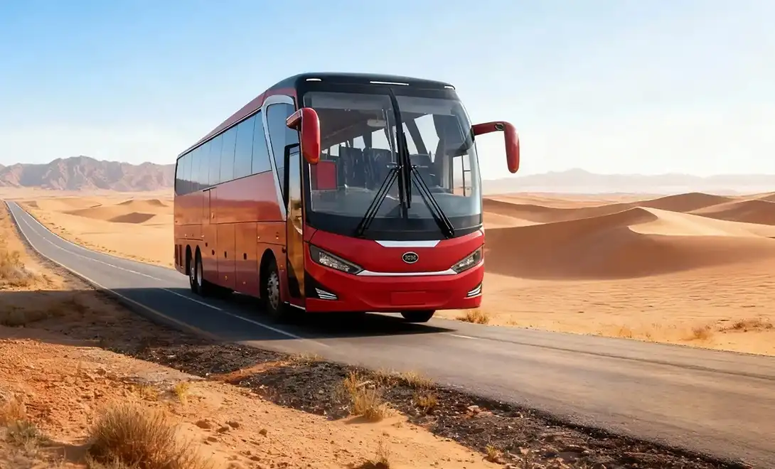 three axle 14m diesel coach for export